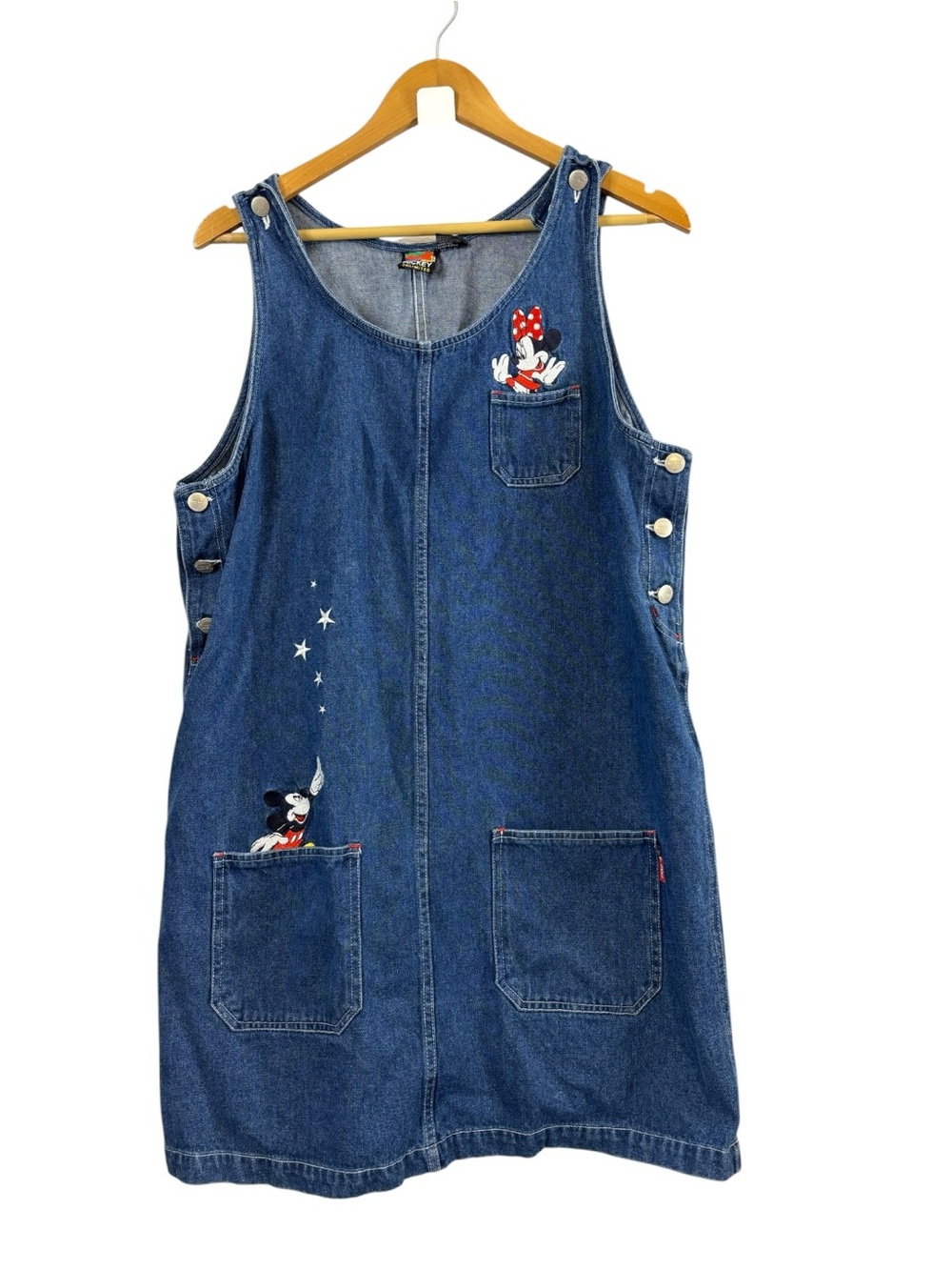 Vintage Mickey Unlimited Mickey Mouse Pluto Jerry Leigh denim jumper dress XL